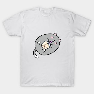 Grey Chubby Boba Cat! T-Shirt